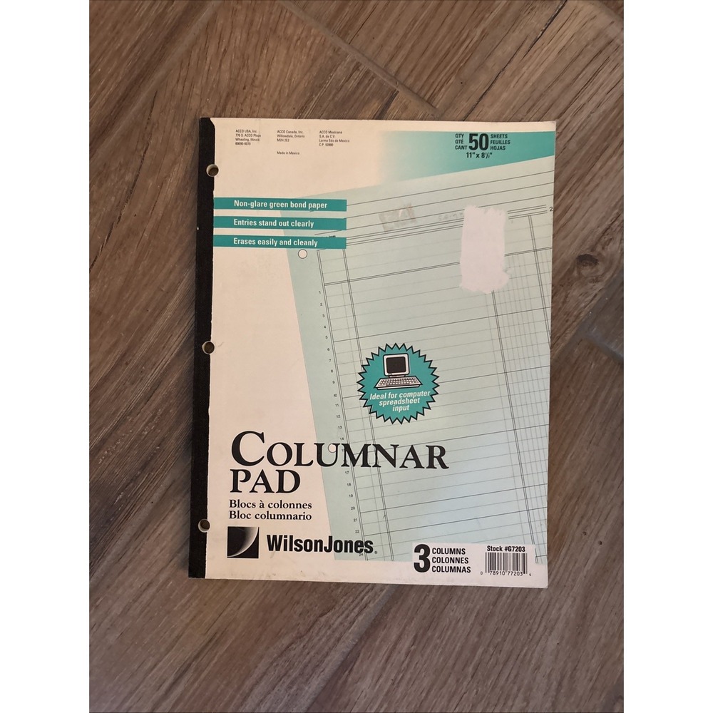Wilson Jones Columnar Pad 41 Sheets 11 x 8"